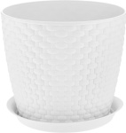 Горшок для цветов Ротанг 3,0л 180мм с подст.белый М3082