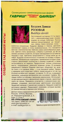 Буддлея ДАВИДА РОЗОВАЯ ГАВРИШ описание
