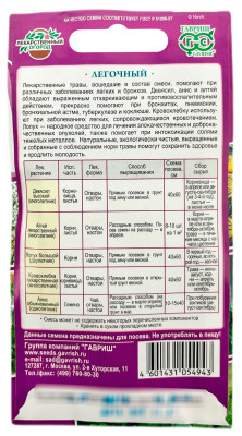 Лекарственный огород Легочный ГАВРИШ описание