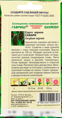 Сорго черное Сафари ГАВРИШ описание