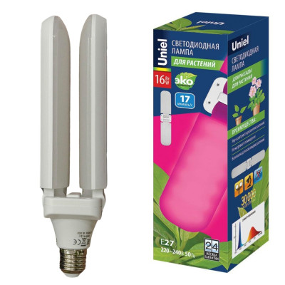 Лампа для растений Био P65-16W-Е27 UNIEL LED-P65-16W/SPSB/E27/FR/P2 PLP32WH